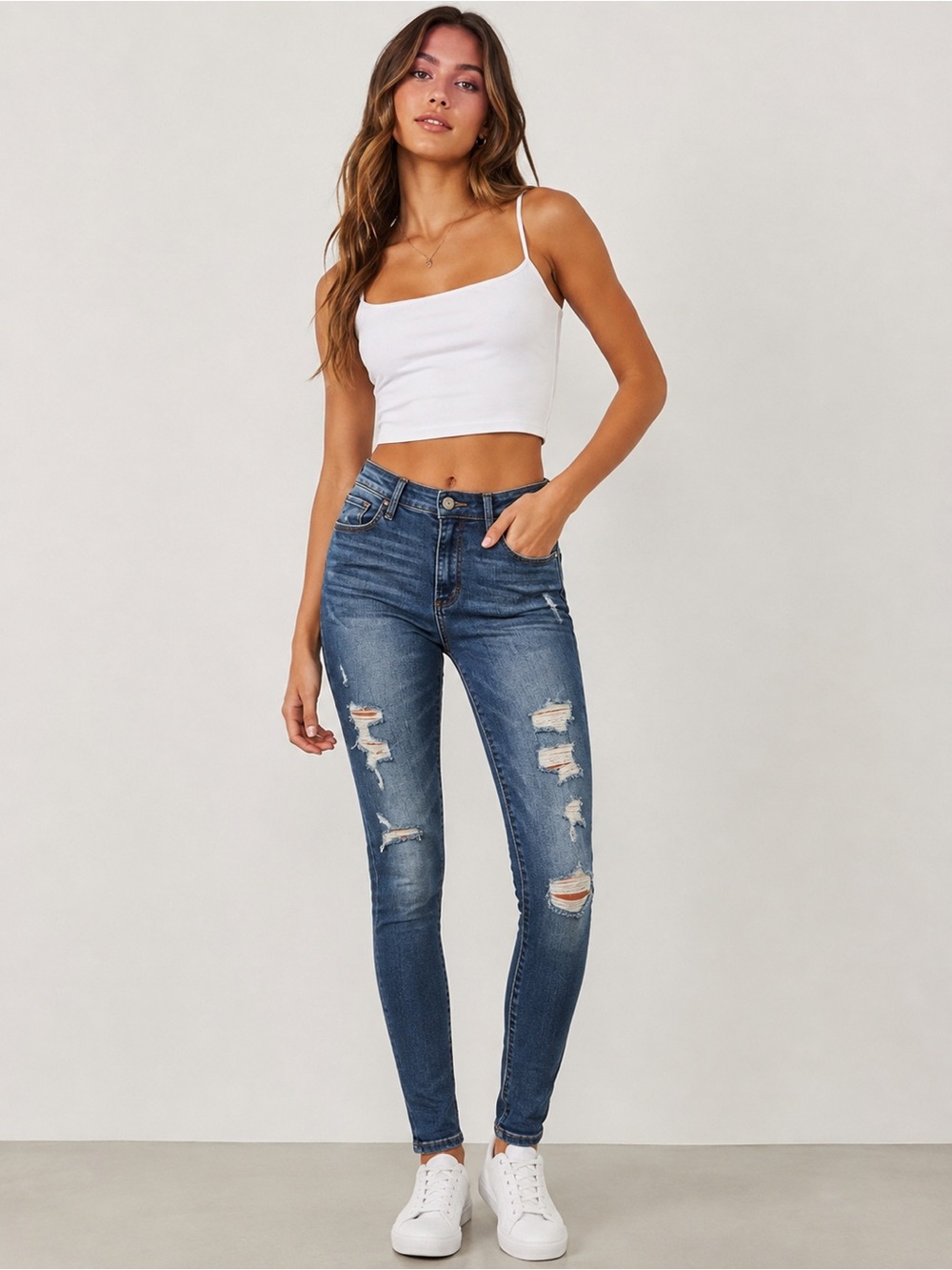Abercrombie & Fitch Women’s Simone High Rise Super Skinn Jeans in Dark Blue Wash